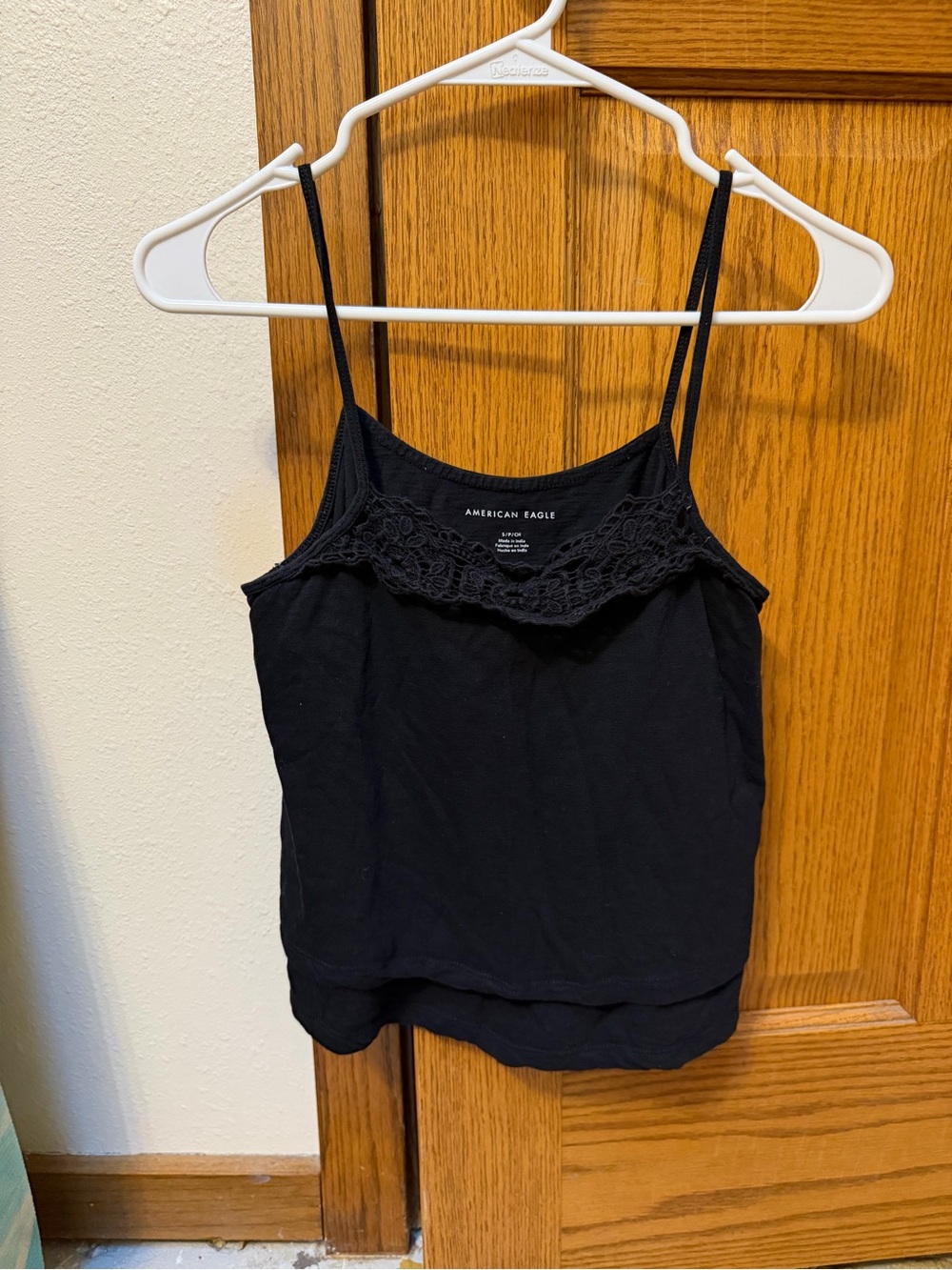 American Eagle Outfitters Black Lace-Trim Spaghetti Strap Cami